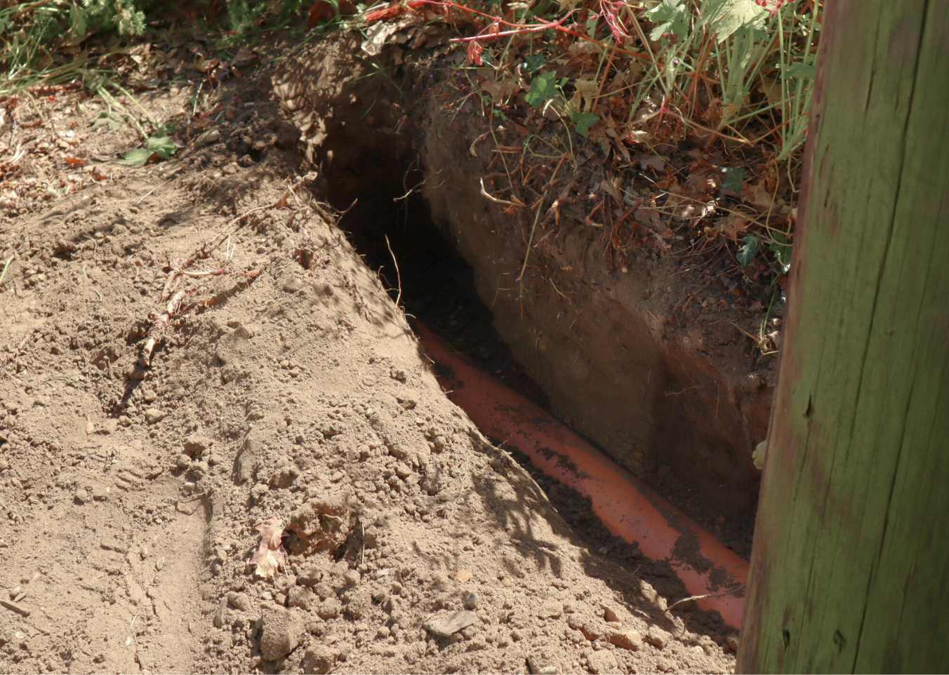 drainage channel being dug
