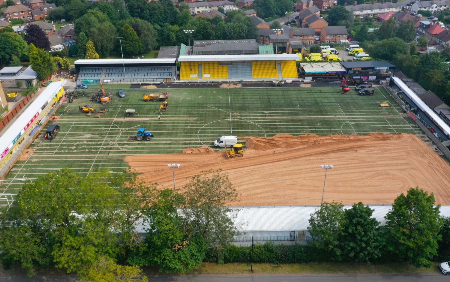 football pitch builders during construction