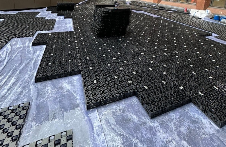 permavoid laid down on blue-green roof