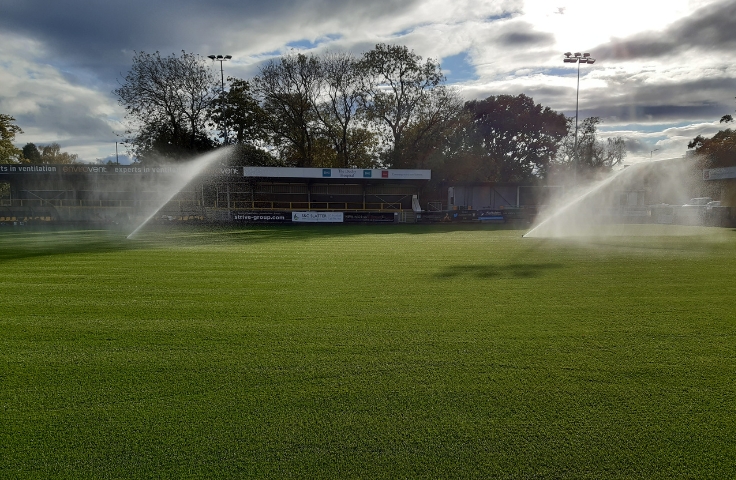 irrigation sprinklers at sports ground