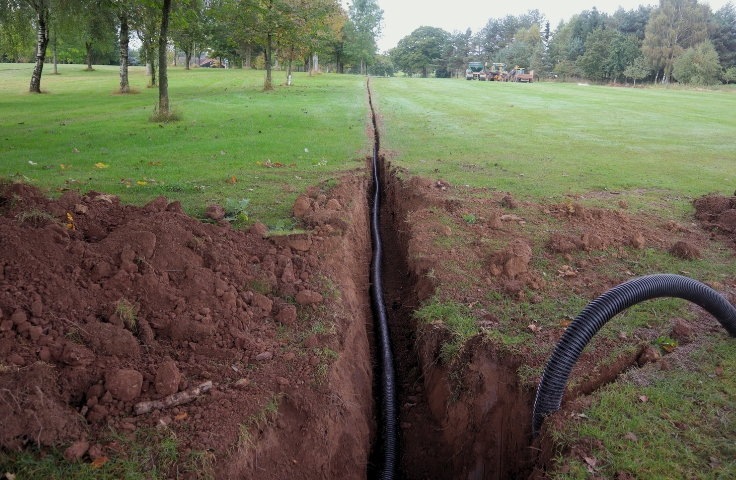 drainage channels and pipes laid