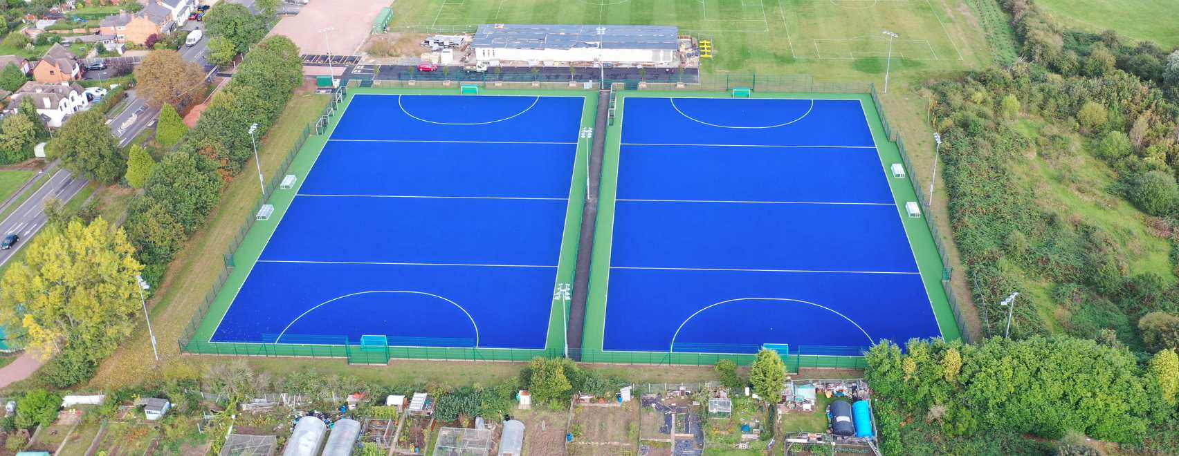 drone image of two hockey pitches
