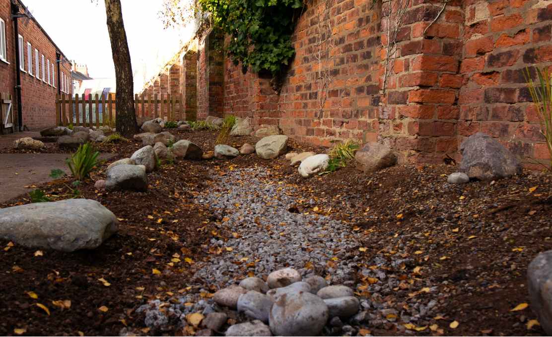 completed rain garden build