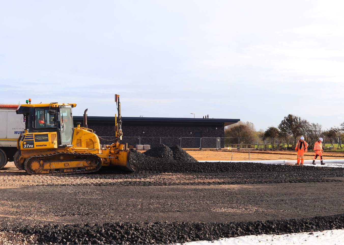 construction of gravel base of playing surface